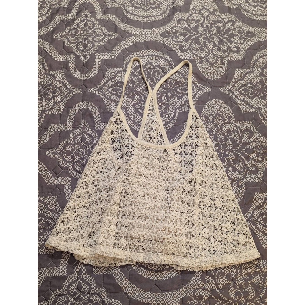 Victoria’s Secret Women's Ivory Crochet Swim Crop Top Cover Up - Size XS